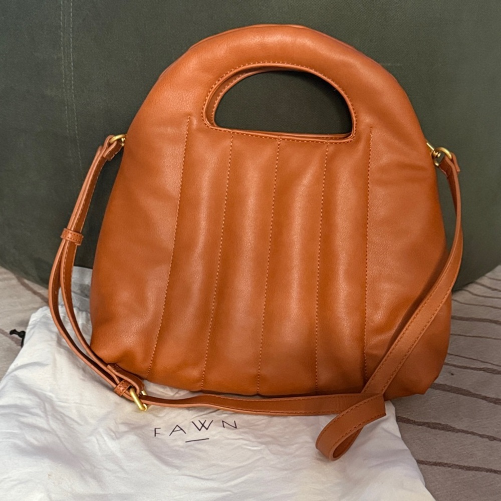 Fawn Design Tan Clutch / Mini Bag – Vegan Leather, Minimalist Style